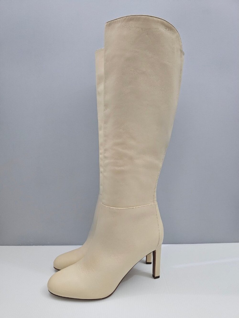 Sam Edelman Shauna Knee High Boot Womens 9 Eggshell Cream Leather Stiletto Heel
